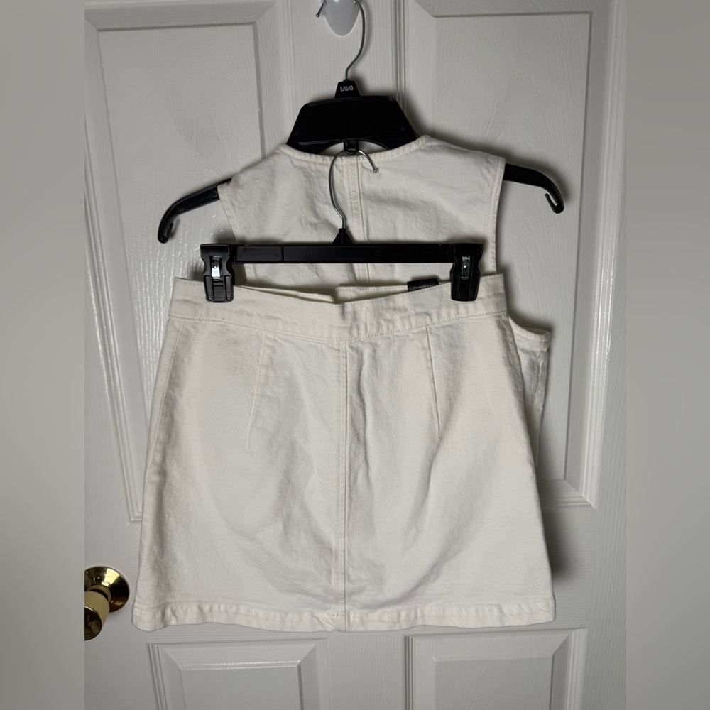 Reformation Cher Denim Two Piece Set in White 2 - Picture 9 of 13